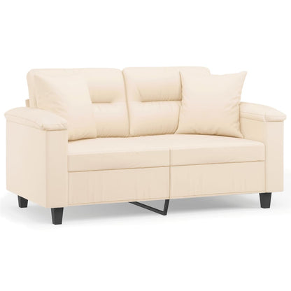 2Místná Pohovka S Polštáři Béžová 120 Cm Tkanina Z Mikrovlákna