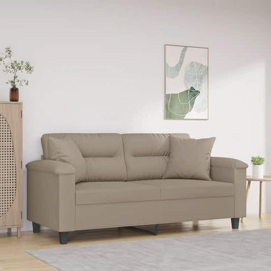 2Místná Pohovka S Polštáři Taupe 140 Cm Tkanina Z Mikrovlákna