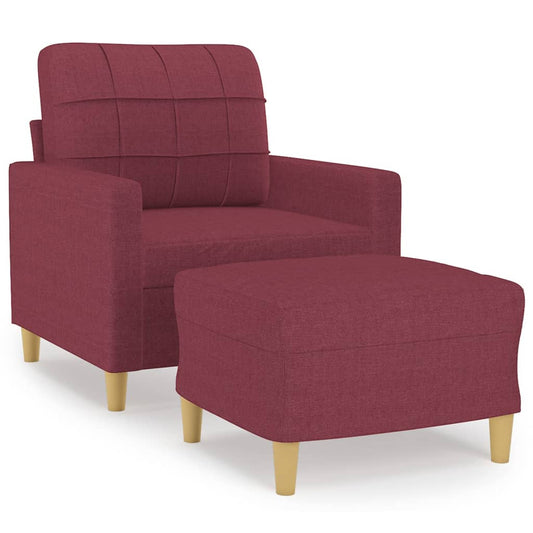 Křeslo S Podnožkou Vínové 60 Cm Textil