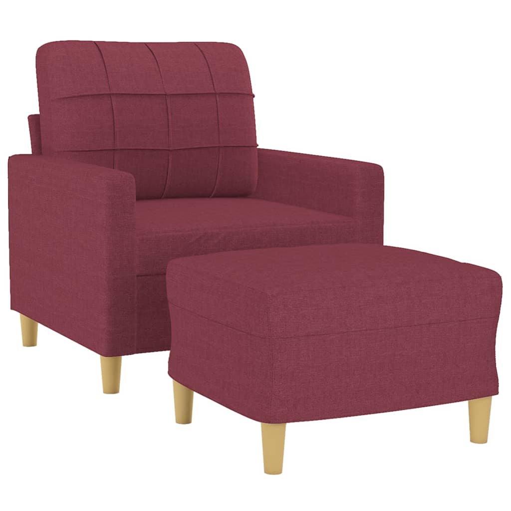 Křeslo S Podnožkou Vínové 60 Cm Textil