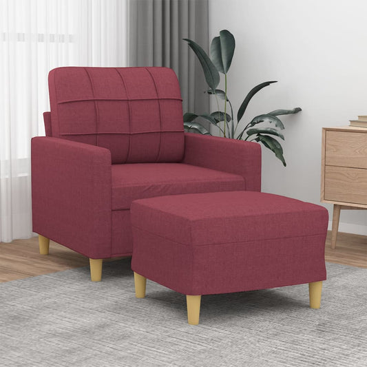 Křeslo S Podnožkou Vínové 60 Cm Textil