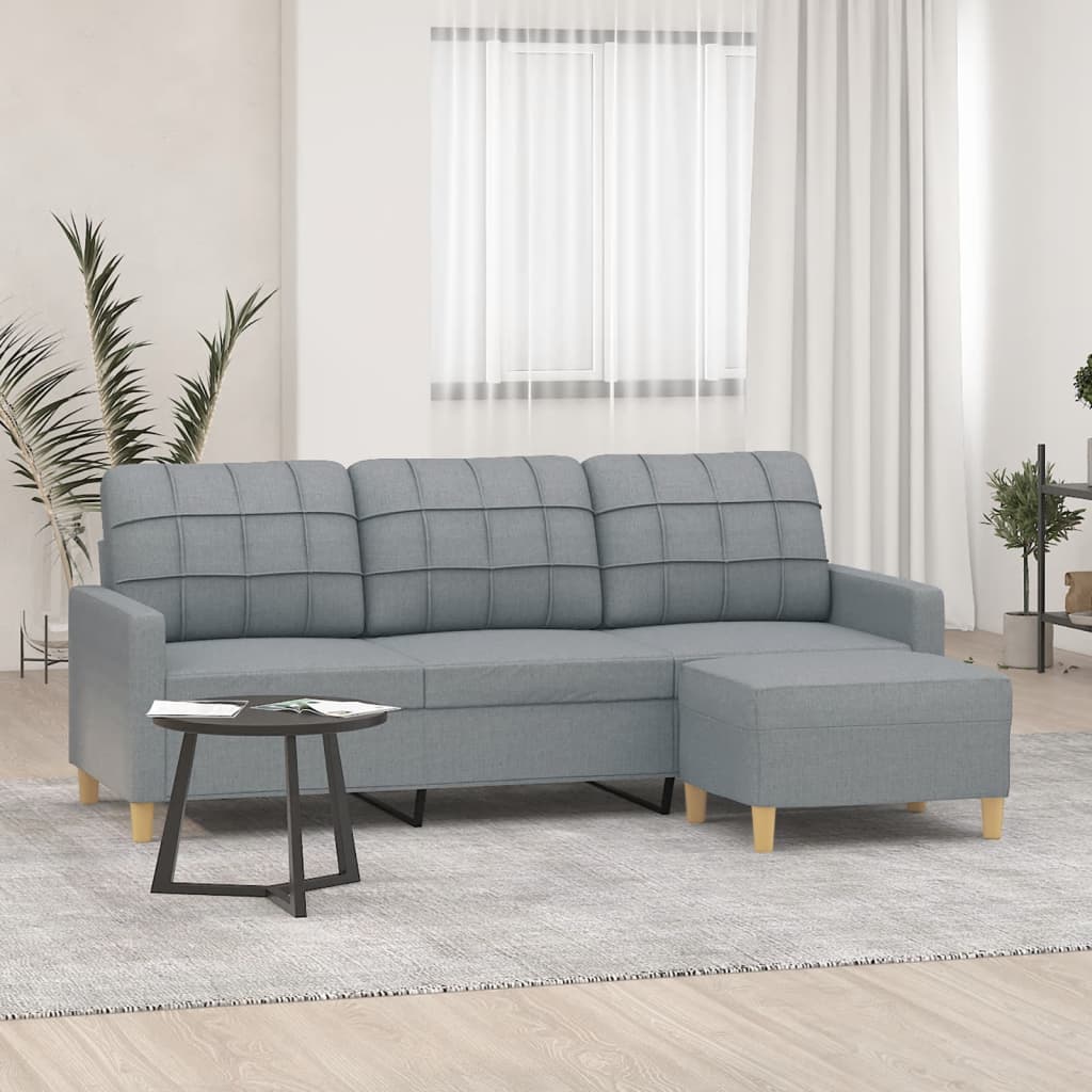 3Místná Pohovka S Podnožkou 180 Cm Textil
