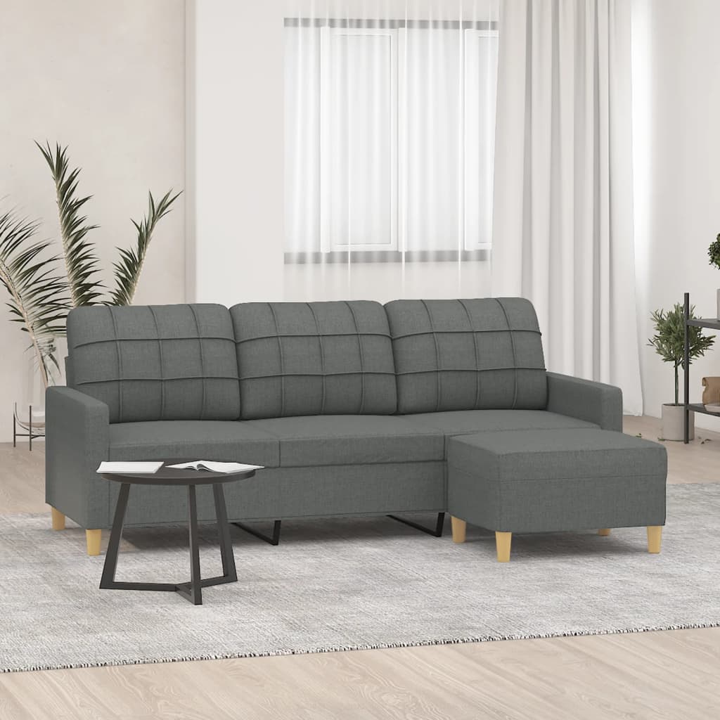 3Místná Pohovka S Podnožkou 180 Cm Textil
