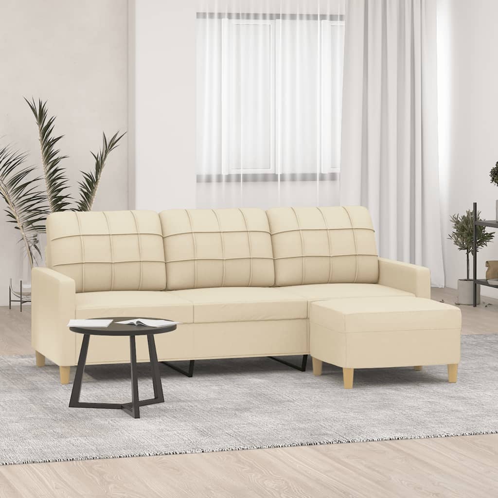 3Místná Pohovka S Podnožkou 180 Cm Textil