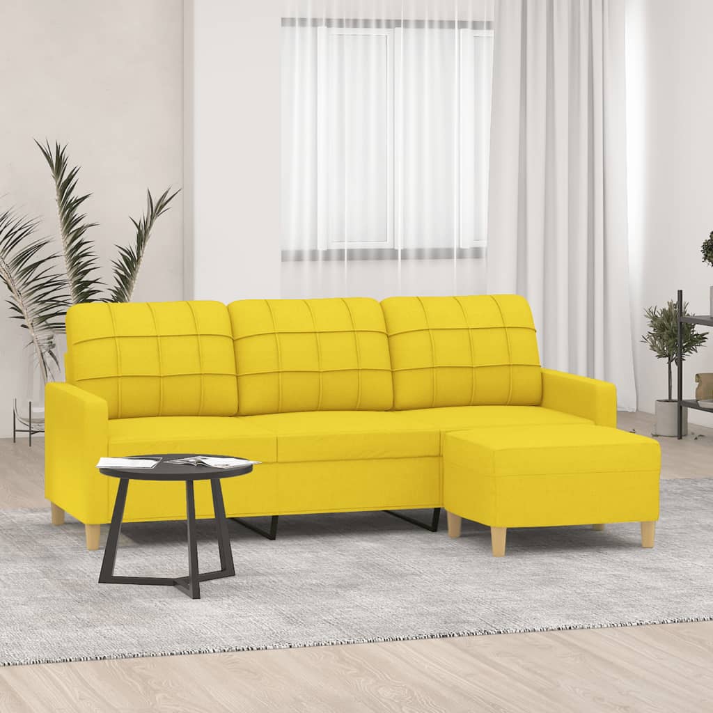 3Místná Pohovka S Podnožkou 180 Cm Textil