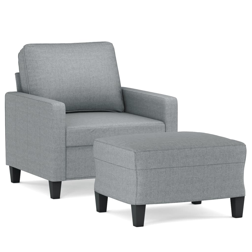 Křeslo S Podnožkou Světle Šedé 60 Cm Textil