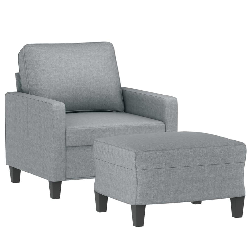 Křeslo S Podnožkou Světle Šedé 60 Cm Textil