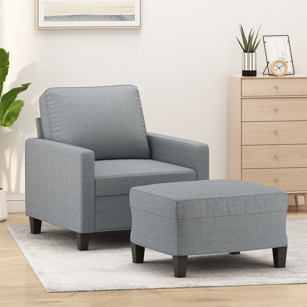 Křeslo S Podnožkou Světle Šedé 60 Cm Textil