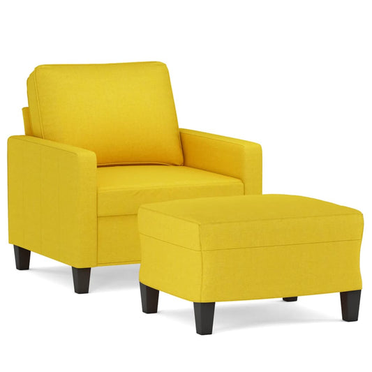 Křeslo S Podnožkou Světle Žluté 60 Cm Textil