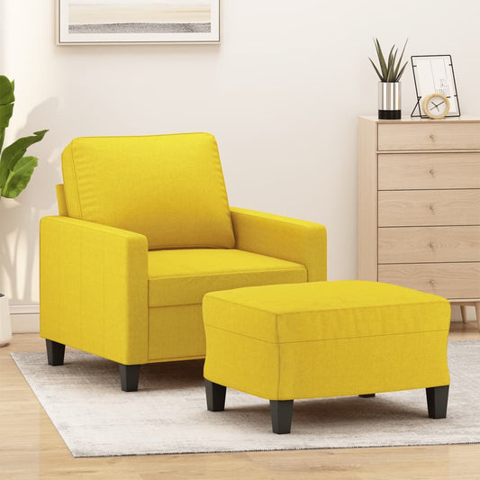 Křeslo S Podnožkou Světle Žluté 60 Cm Textil