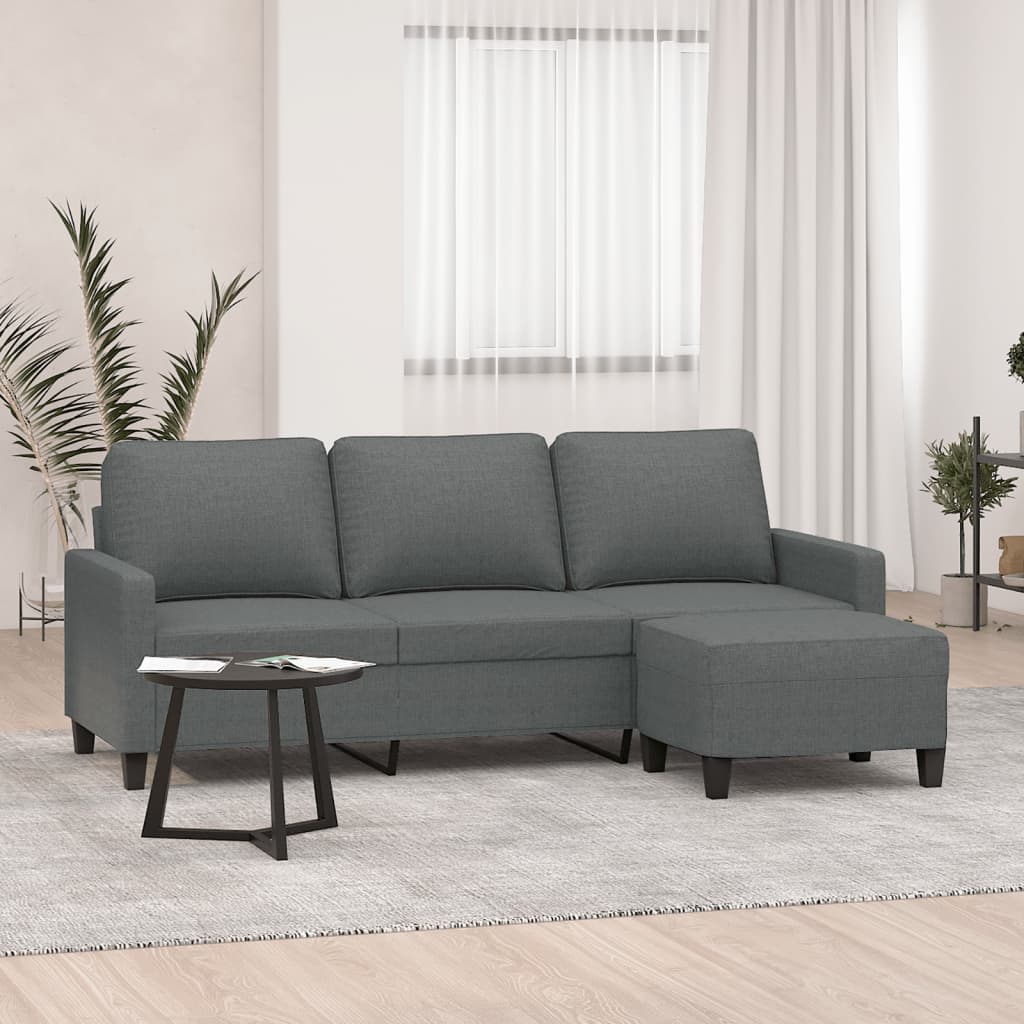 3Místná Pohovka S Podnožkou 180 Cm Textil