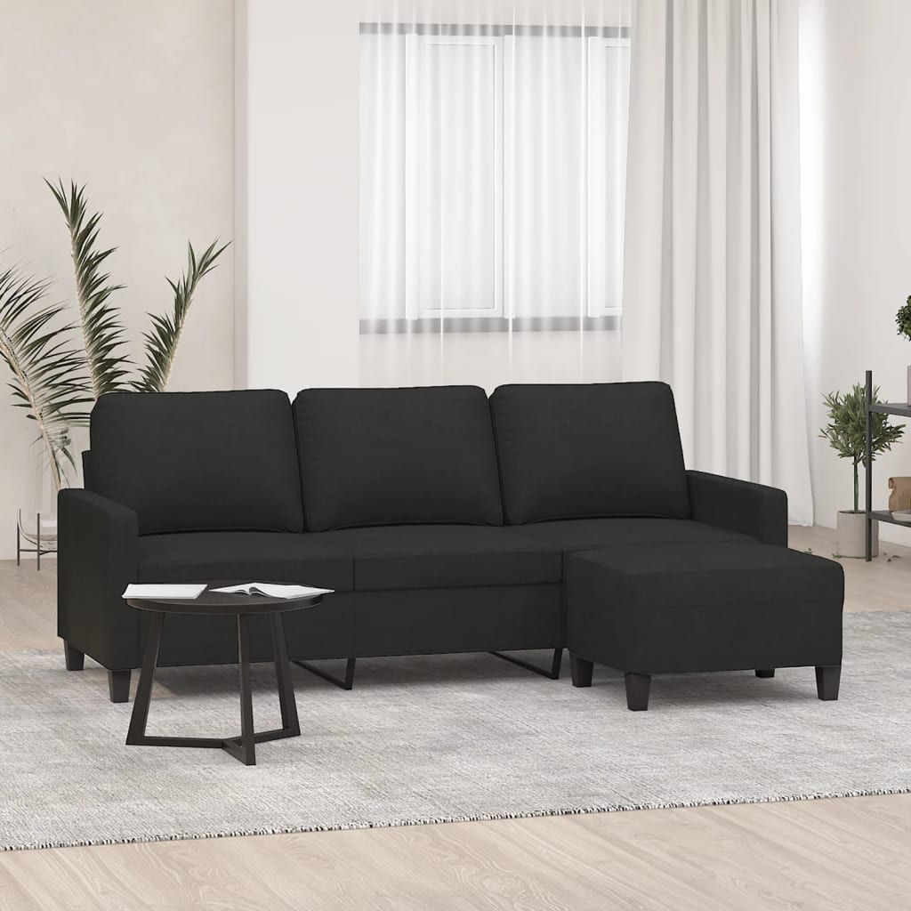 3Místná Pohovka S Podnožkou 180 Cm Textil