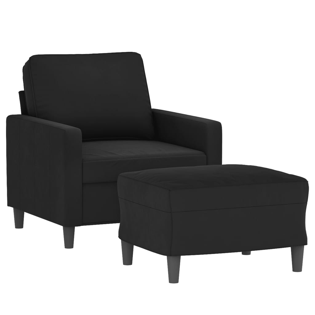 Křeslo S Podnožkou Černé 60 Cm Samet