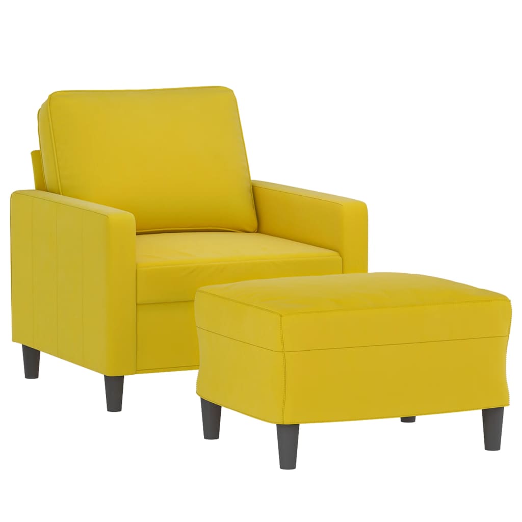 Křeslo S Podnožkou Žluté 60 Cm Samet