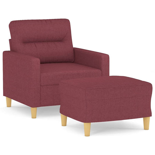 Křeslo S Podnožkou Vínové 60 Cm Textil