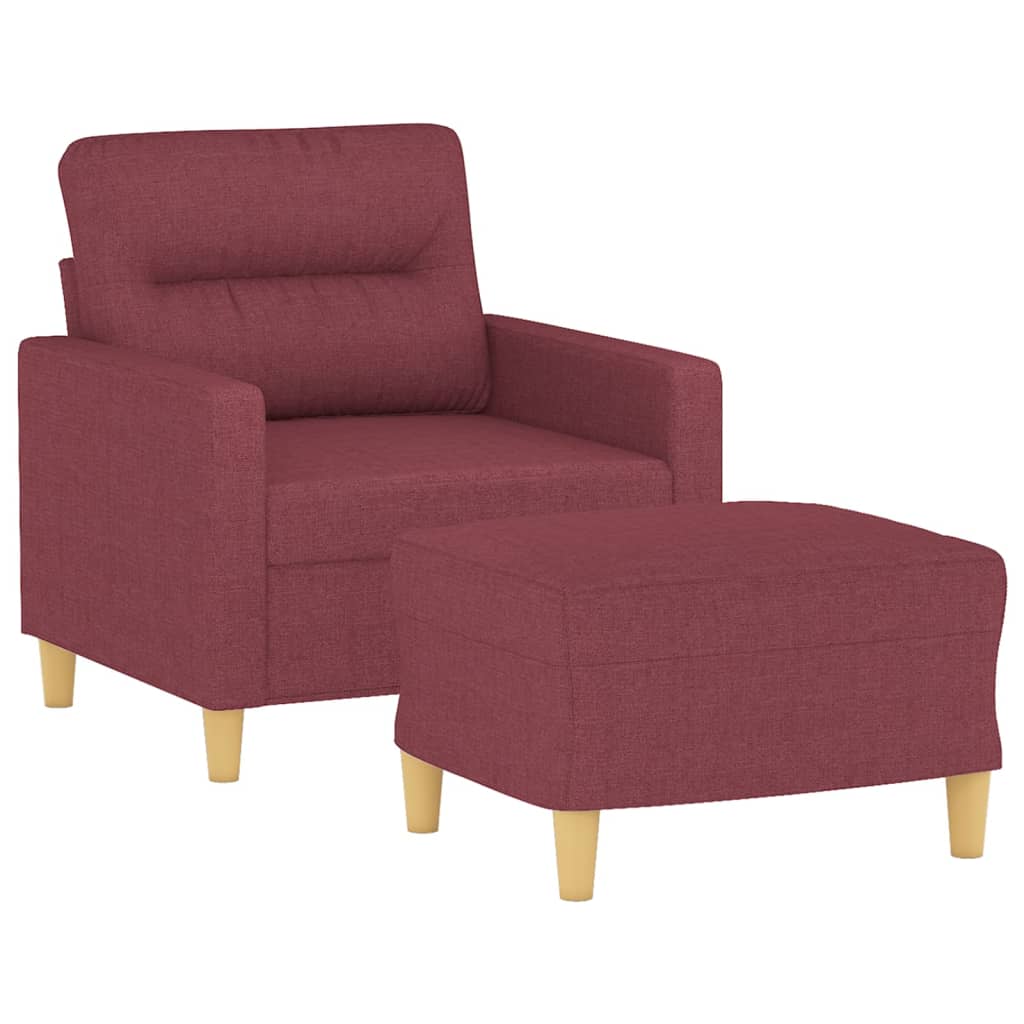 Křeslo S Podnožkou Vínové 60 Cm Textil