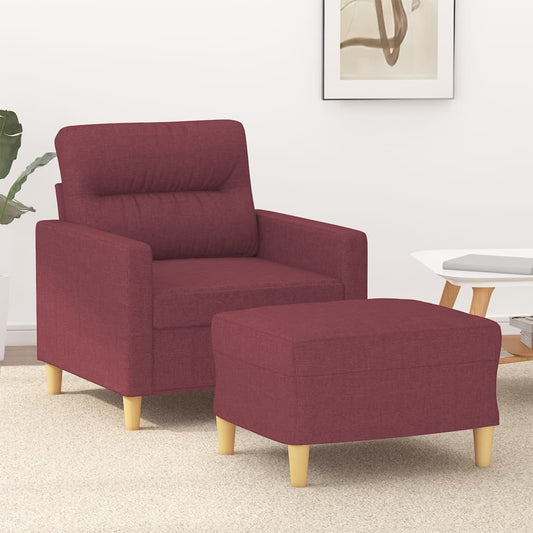 Křeslo S Podnožkou Vínové 60 Cm Textil