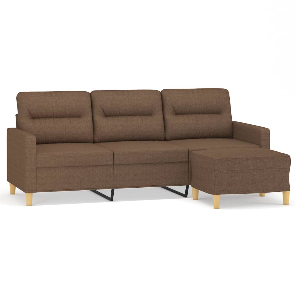3Místná Pohovka S Podnožkou Hnědá 180 Cm Textil