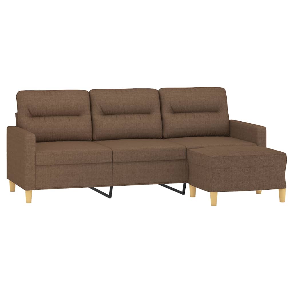 3Místná Pohovka S Podnožkou Hnědá 180 Cm Textil