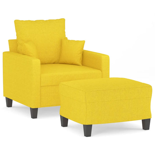 Křeslo S Podnožkou Světle Žluté 60 Cm Textil
