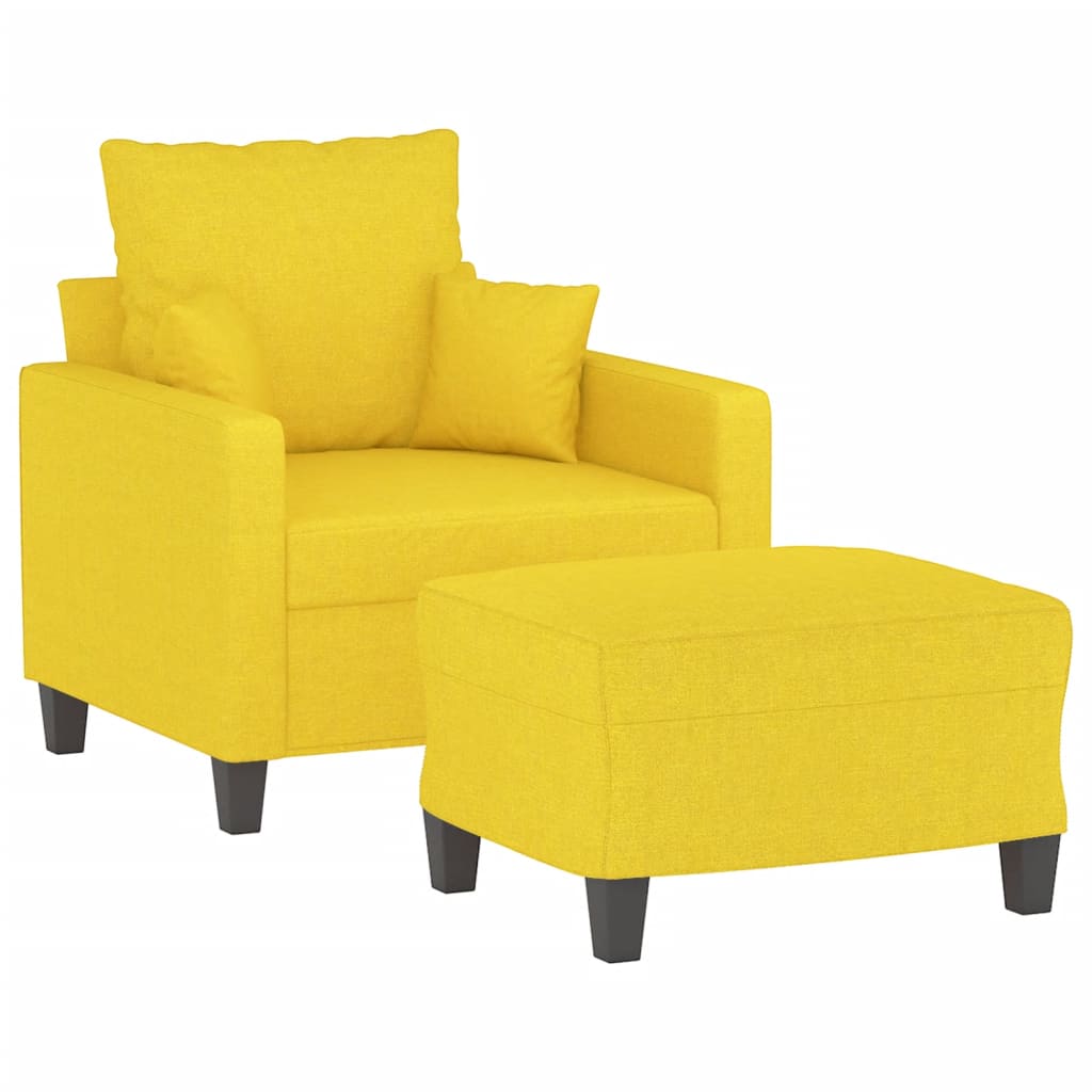 Křeslo S Podnožkou Světle Žluté 60 Cm Textil