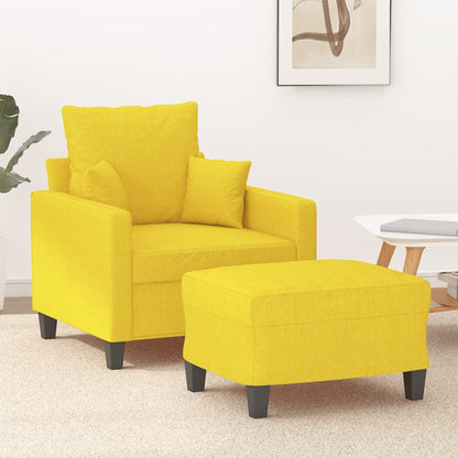 Křeslo S Podnožkou Světle Žluté 60 Cm Textil