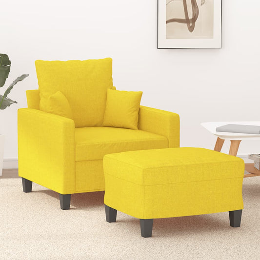 Křeslo S Podnožkou Světle Žluté 60 Cm Textil