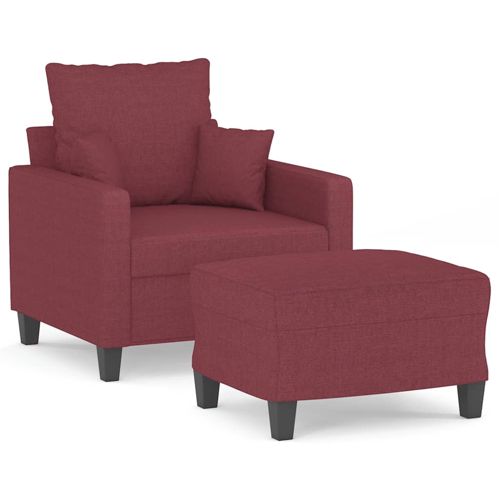 Křeslo S Podnožkou Vínové 60 Cm Textil