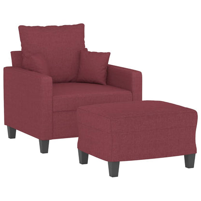 Křeslo S Podnožkou Vínové 60 Cm Textil