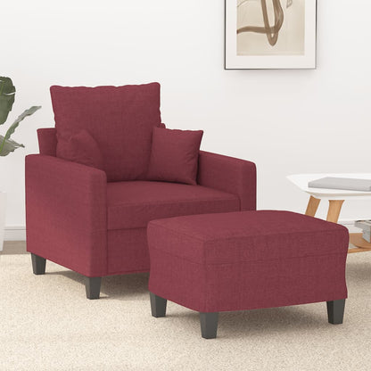 Křeslo S Podnožkou Vínové 60 Cm Textil