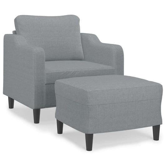 Křeslo S Podnožkou Světle Šedé 60 Cm Textil