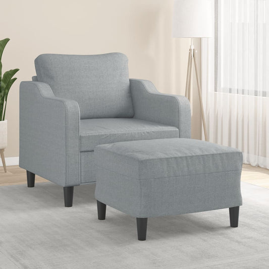 Křeslo S Podnožkou Světle Šedé 60 Cm Textil