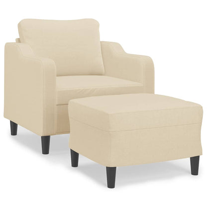 Křeslo S Podnožkou Krémové 60 Cm Textil