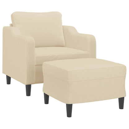 Křeslo S Podnožkou Krémové 60 Cm Textil