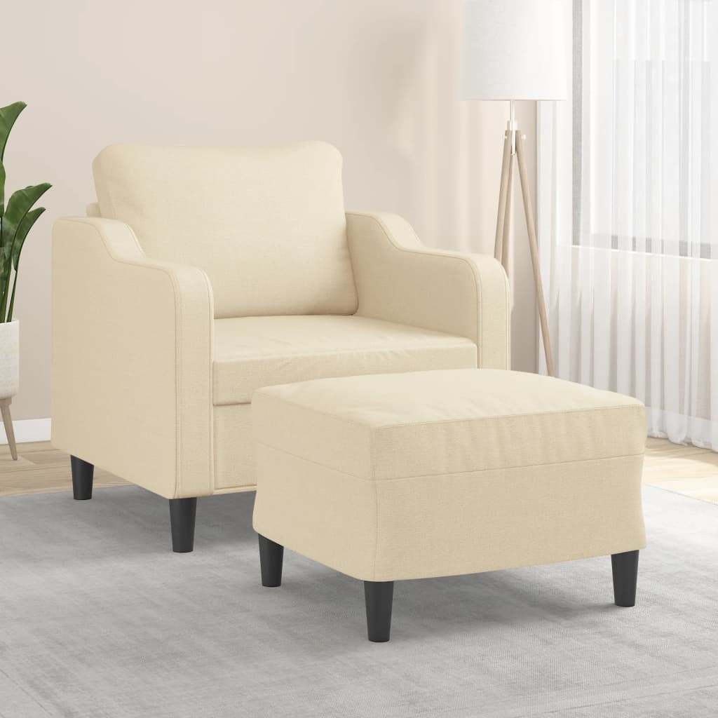 Křeslo S Podnožkou Krémové 60 Cm Textil