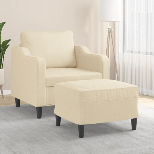 Křeslo S Podnožkou Krémové 60 Cm Textil