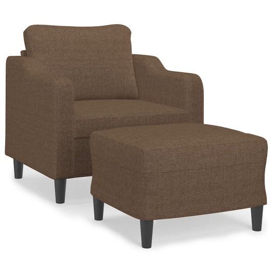 Křeslo S Podnožkou Hnědé 60 Cm Textil