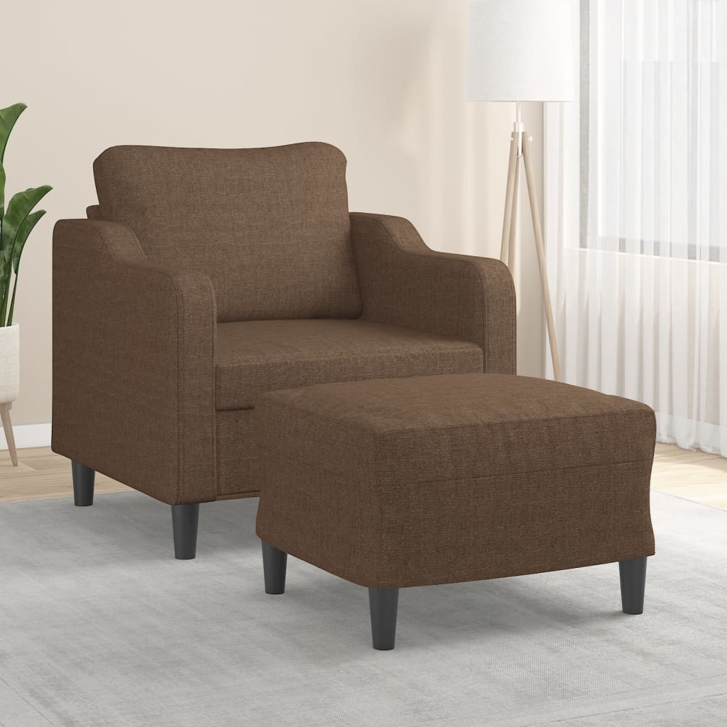 Křeslo S Podnožkou Hnědé 60 Cm Textil