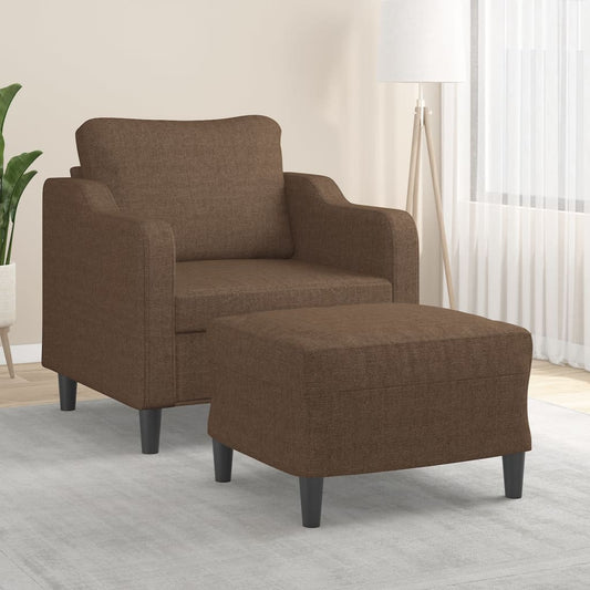 Křeslo S Podnožkou Hnědé 60 Cm Textil