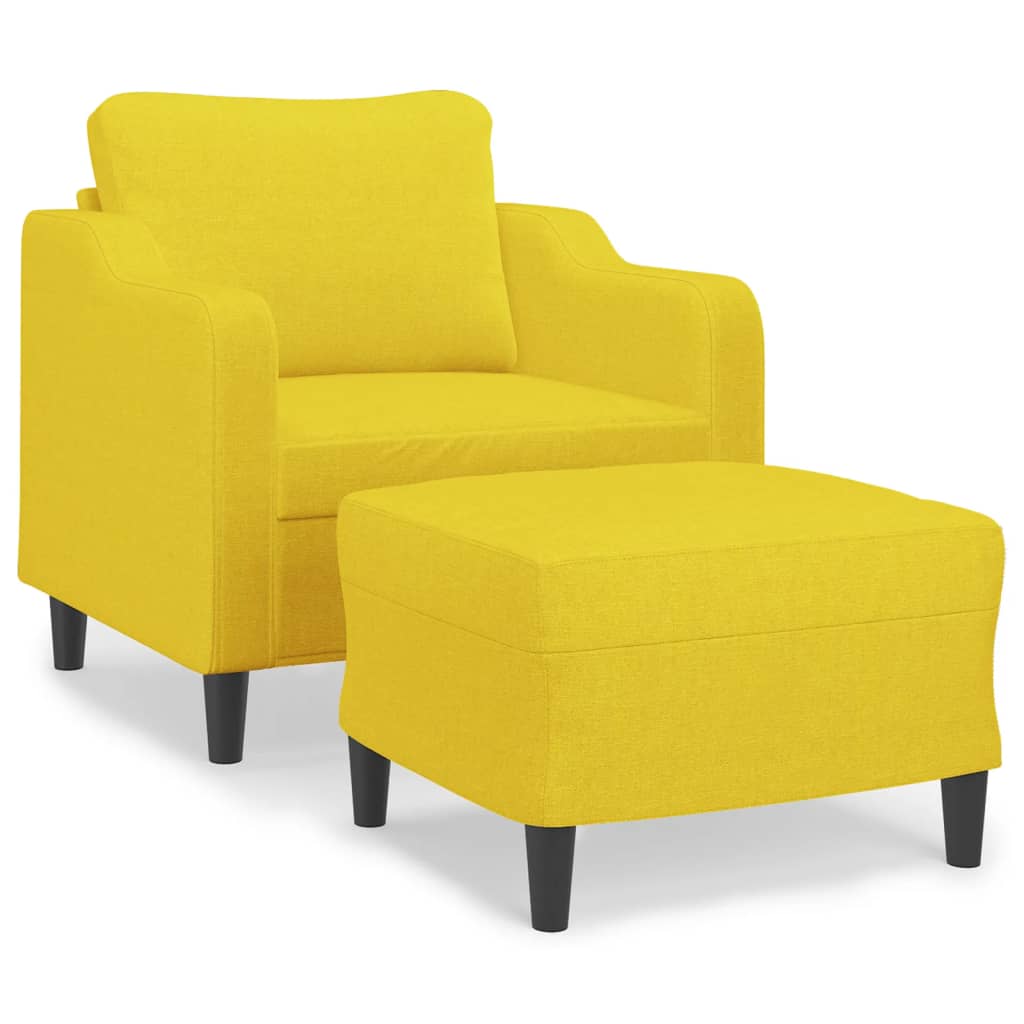Křeslo S Podnožkou Světle Žluté 60 Cm Textil