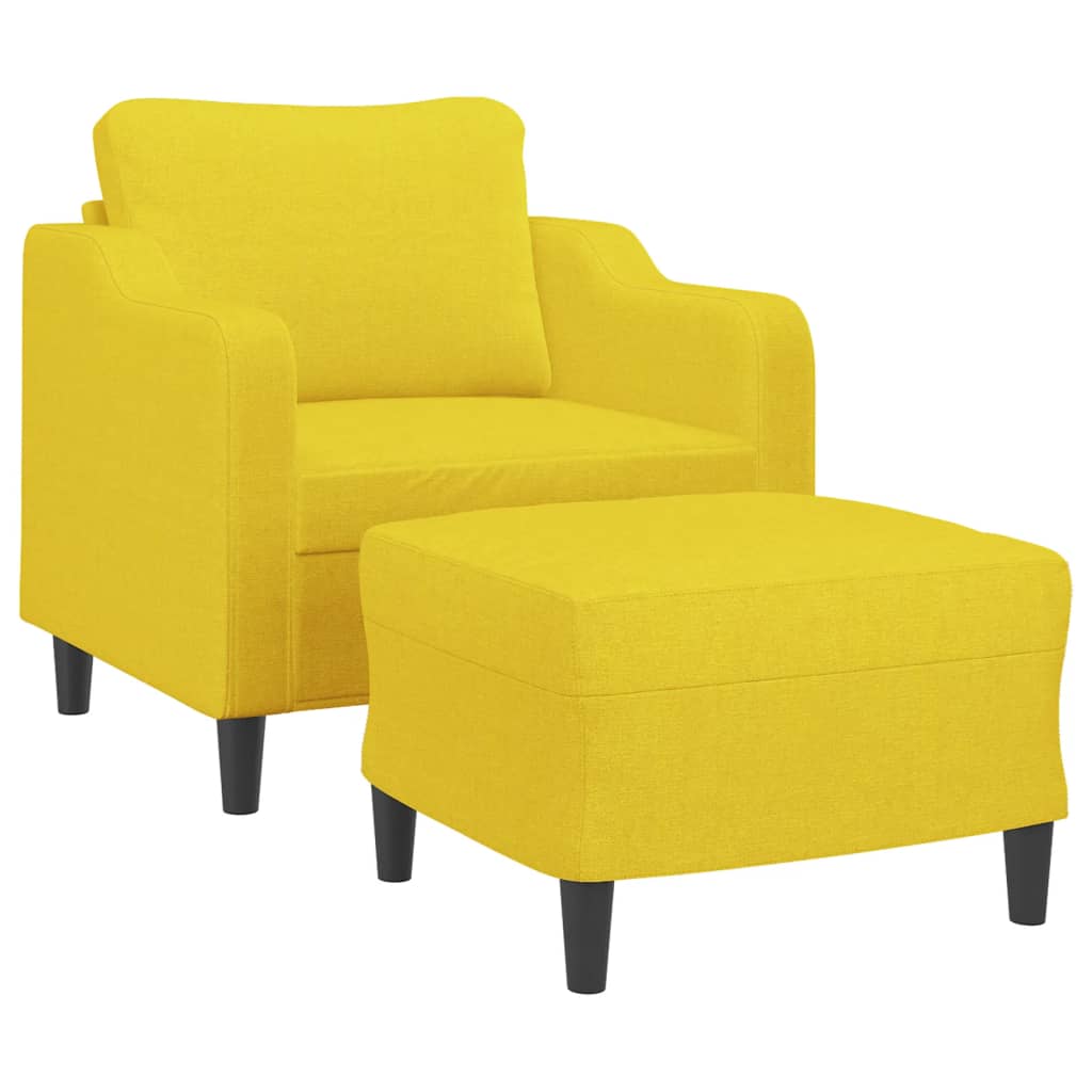 Křeslo S Podnožkou Světle Žluté 60 Cm Textil