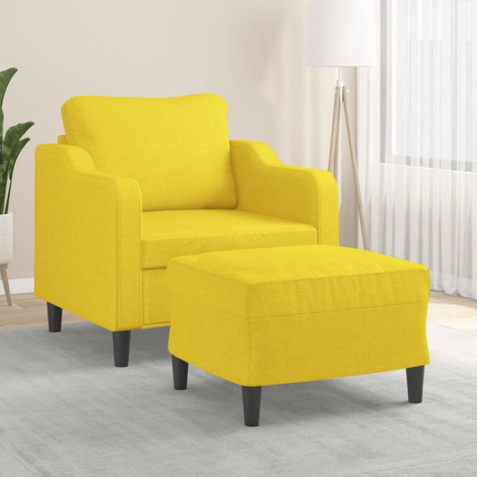 Křeslo S Podnožkou Světle Žluté 60 Cm Textil
