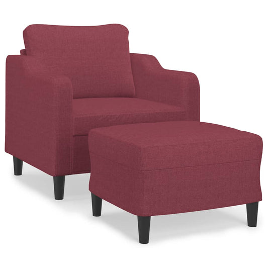 Křeslo S Podnožkou Vínové 60 Cm Textil