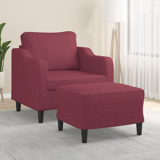 Křeslo S Podnožkou Vínové 60 Cm Textil