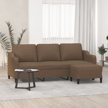 3Místná Pohovka S Podnožkou Hnědá 180 Cm Textil