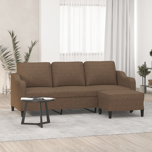 3Místná Pohovka S Podnožkou Hnědá 180 Cm Textil