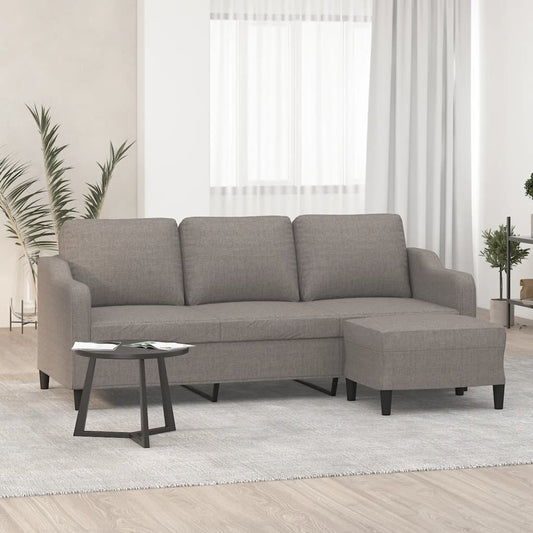 3Místná Pohovka S Podnožkou Taupe 180 Cm Textil