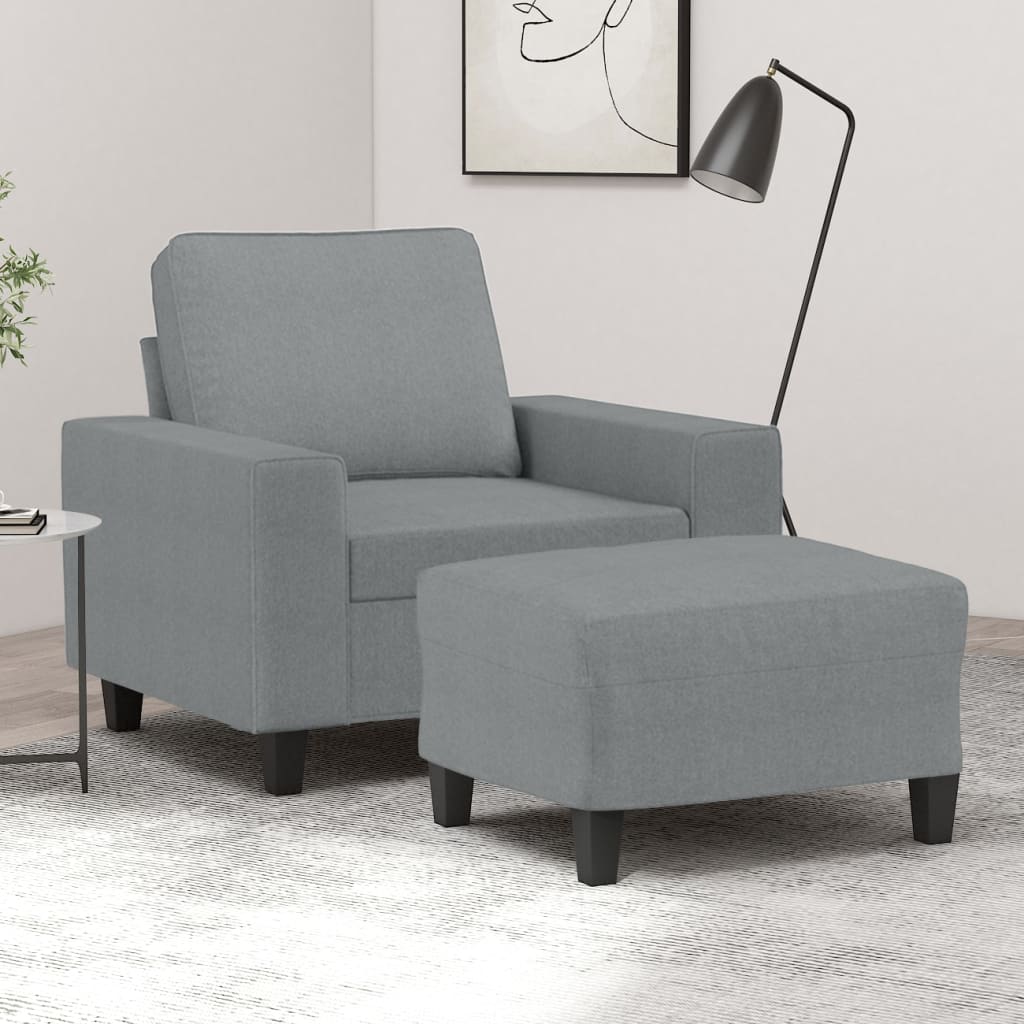 Křeslo S Podnožkou Světle Šedé 60 Cm Textil