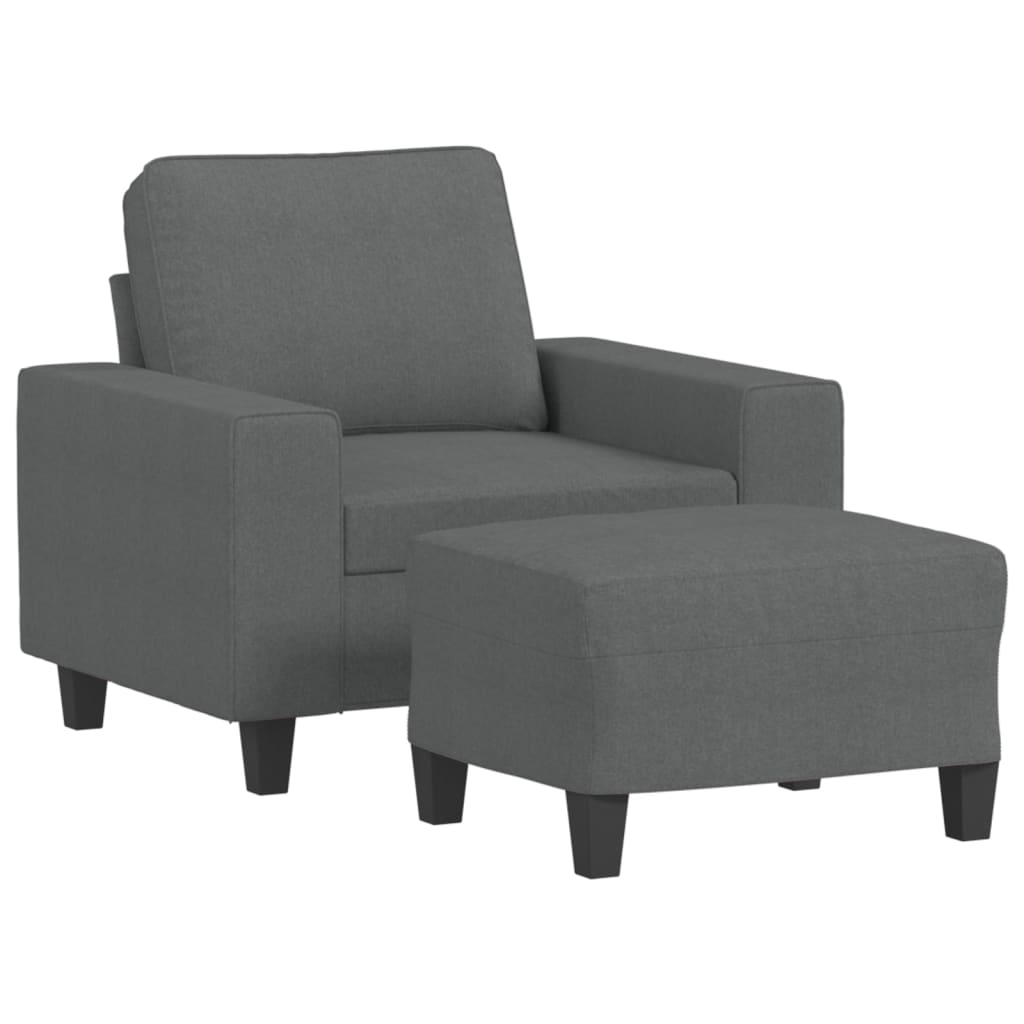 Křeslo S Podnožkou Tmavě Šedé 60 Cm Textil