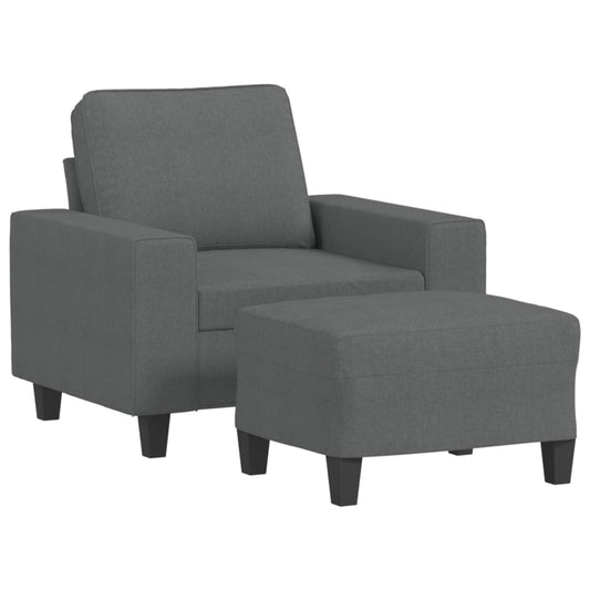 Křeslo S Podnožkou Tmavě Šedé 60 Cm Textil